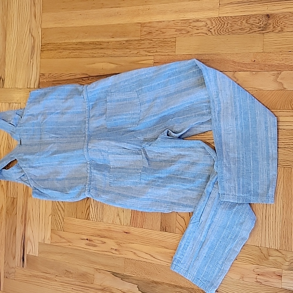 Prana Wayferers Striped Jumpsuit Romper Hemp Organic Cotton Blend Blue S… - Picture 9 of 11